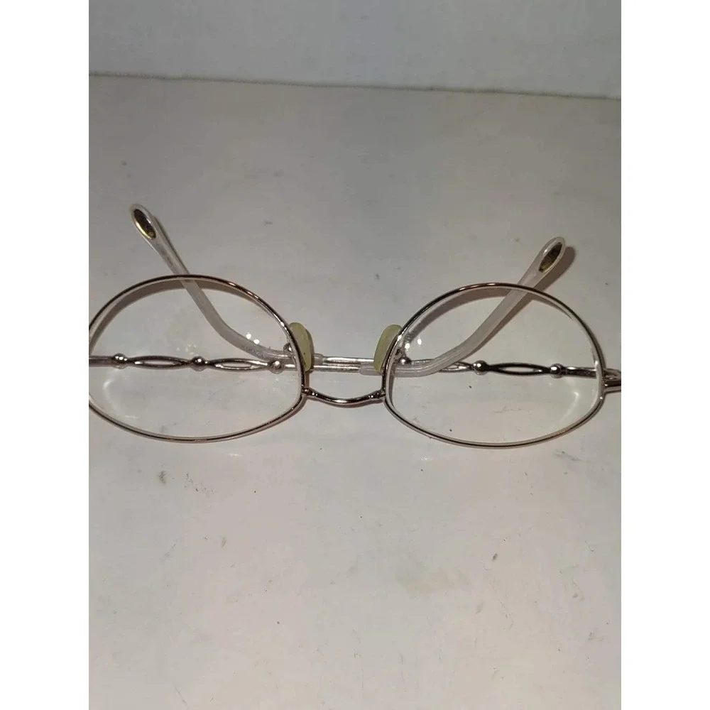 Safilo Vintage Rose Gold Metal Oval Eyeglasses Frames Italy 90s Retro Office